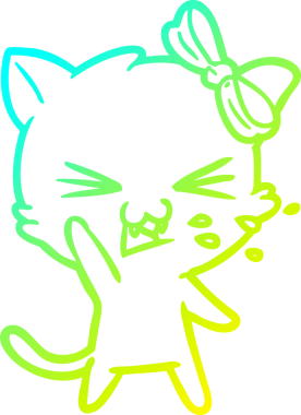 Bir insan tarafından çizilen çizgi film kedisinin soğuk gradyan çizgisi.