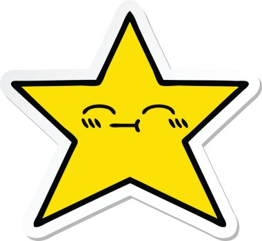 Bir insan tarafından çizilmiş şirin bir çizgi film yıldızının çıkartması.