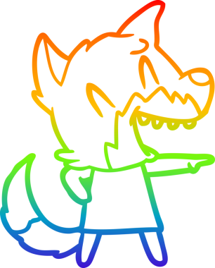 Bir insan tarafından çizilmiş gülen tilki çizgi filmi.