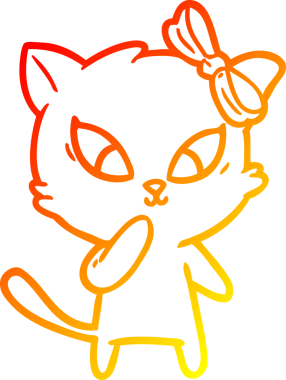 Bir insan tarafından çizilmiş çizgi film kedisinin sıcak çizgi çizimi