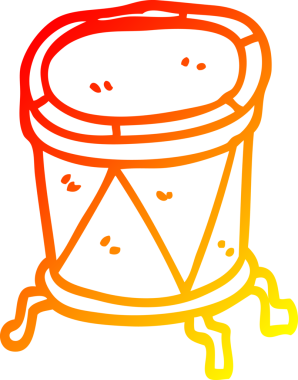 Bir insan tarafından çizilen çizgi film davulunun sıcak gradyan çizgisi