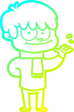 Bir insan tarafından çizilmiş mutlu bir çizgi film karakteri çizimi.