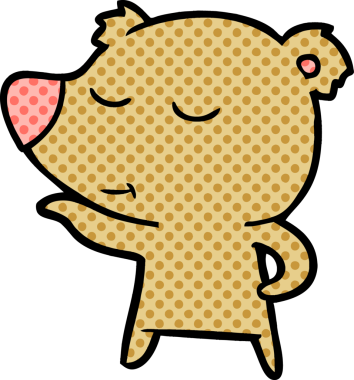 Bir insan tarafından çizilmiş mutlu çizgi film ayısı.