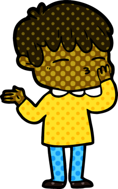 Bir insan tarafından çizilmiş meraklı bir çocuk.