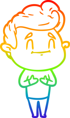 gökkuşağı gradyanı çizimi bir insan tarafından çizilmiş mutlu bir çizgi film adamı