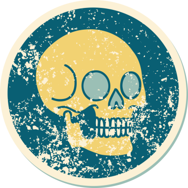 Bir insan tarafından çizilmiş bir kafatasının sembolik dövmeli görüntüsü.