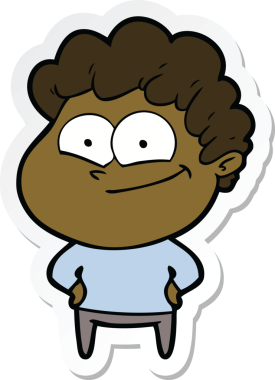 Bir insan tarafından çizilmiş mutlu bir adamın çıkartması.