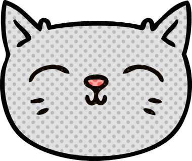 Bir insan tarafından çizilmiş çizgi roman tarzı tuhaf bir kedi yüzü.