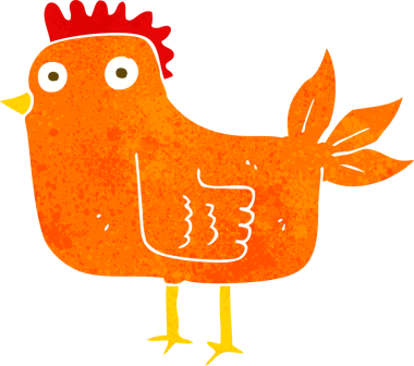 Bir insan tarafından çizilmiş çizgi film tavuğu.