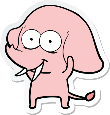 Bir insan tarafından çizilmiş mutlu bir filin çıkartması.