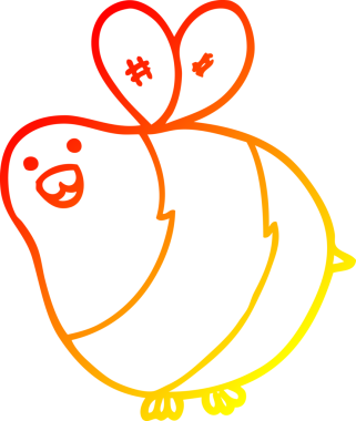 Bir insan tarafından çizilmiş karikatür arısının sıcak çizgi çizimi