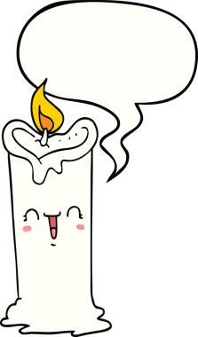 bir insan tarafından çizilmiş konuşma baloncuklu mutlu mum.