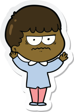 Bir insan tarafından çizilmiş bir karikatür çıkartması.