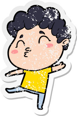 Bir insan tarafından çizilmiş karikatür adamın sıkıntılı çıkartması.