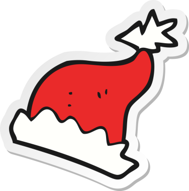 Bir insan tarafından çizilmiş bir Noel Baba şapkasının çıkartması.