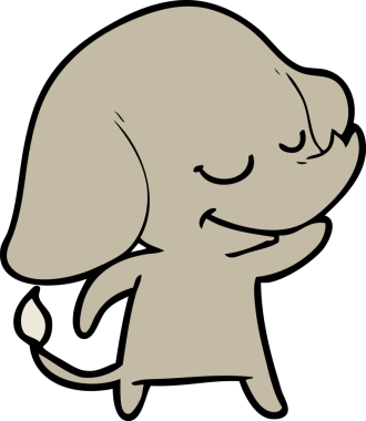 Bir insan tarafından çizilmiş gülümseyen bir fil.