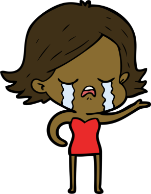 Bir insan tarafından çizilmiş ağlayan çizgi film kızı.