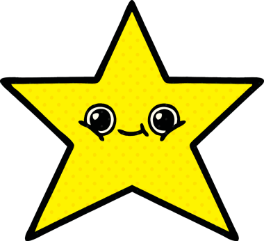 Bir insan tarafından çizilmiş bir altın yıldızın çizgi filmi.