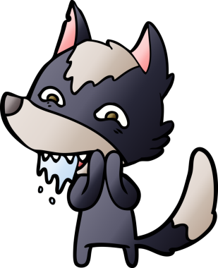 Bir insan tarafından çizilmiş aç kurt çizgi filmi.