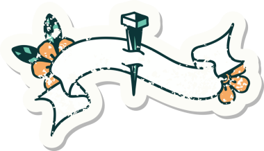 Bir insan tarafından çizilmiş demir çivili eski bir etiket.