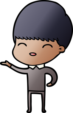 Bir insan tarafından çizilmiş mutlu çizgi film çocuğu.