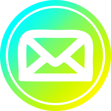 Zarf harfi dairesel simgesi, bir insan tarafından çizilen havalı gradyan bitiş