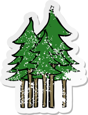 Bir insan tarafından çizilmiş bir çizgi film ağaç sembolünün gerilimli yapıştırması.