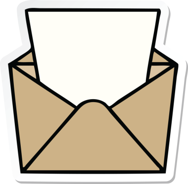 Bir insan tarafından çizilmiş bir zarfa çizilmiş garip bir el etiketi.