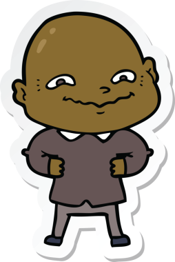 Bir insan tarafından çizilmiş garip bir adamın çıkartması.