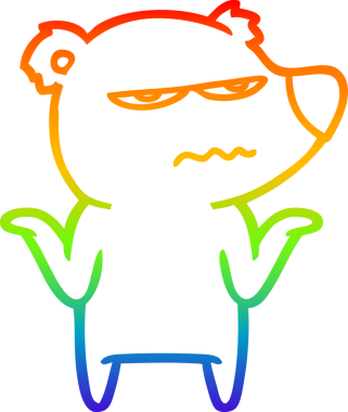 Sinirli bir ayı karikatürünü çizen gökkuşağı gradyanı insan tarafından çizilmiş.