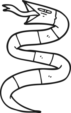 Bir insan tarafından çizilmiş tıslayan çizgi film yılanı.