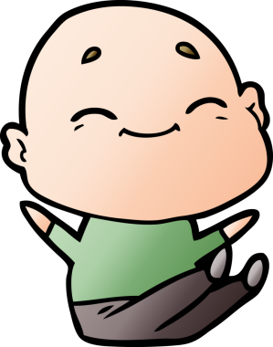 Bir insan tarafından çizilmiş mutlu, kel adam.