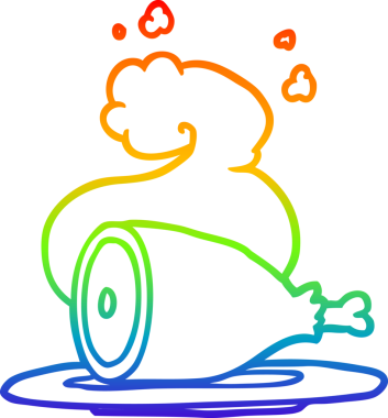 Bir insan tarafından çizilmiş pişmiş etin gökkuşağı gradyanı