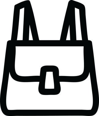 bir insan tarafından çizilmiş okul çantası simgesi