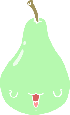 Bir insan tarafından çizilmiş düz renk çizgi film armudu