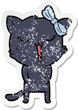 Bir insan tarafından çizilmiş karikatür bir kedinin sıkıntılı çıkartması.