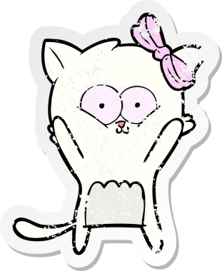 Bir insan tarafından çizilmiş karikatür bir kedinin sıkıntılı çıkartması.