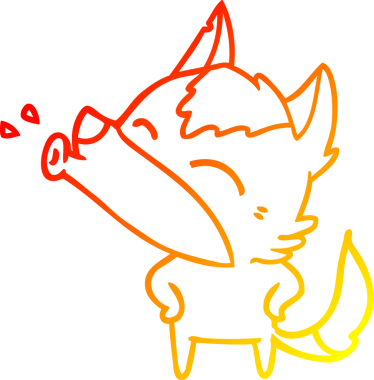 Bir insan tarafından çizilen uluyan kurt çizgi filminin sıcak gradyan çizimi