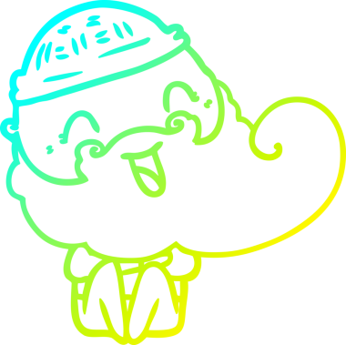 Bir insan tarafından çizilmiş mutlu sakallı bir adamın soğuk hava çizgisi.