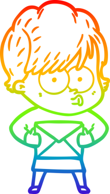 gökkuşağı gradyan çizimi bir insan tarafından çizilmiş bir karikatür kadın