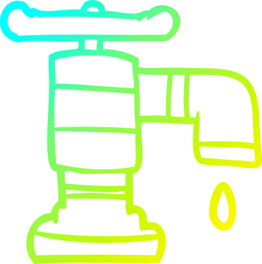 Bir insan tarafından çizilmiş, damlayan bir musluğun soğuk gradyan çizimi.