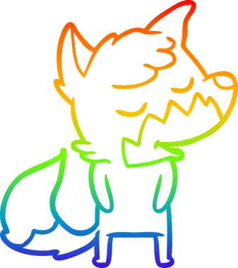 Bir insan tarafından çizilmiş dost bir tilkinin çizdiği gökkuşağı gradyan çizgisi.