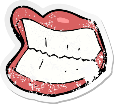 Bir insan tarafından çizilmiş sırıtan bir çizgi filmin gerilimli yapıştırması.