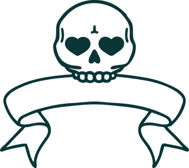 Bir insan tarafından çizilmiş geleneksel bir kafatası dövmesi.