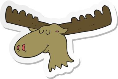 Bir insan tarafından çizilmiş çizgi film geyiğinin çıkartması.