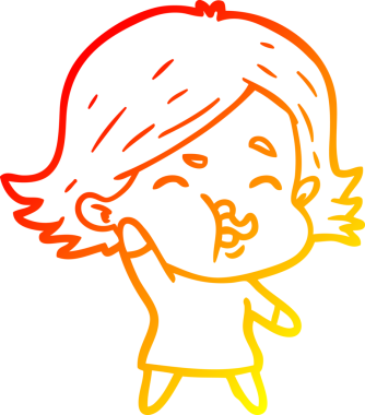 Bir insan tarafından çizilmiş bir çizgi film kızının sıcak çizgi çizimi.