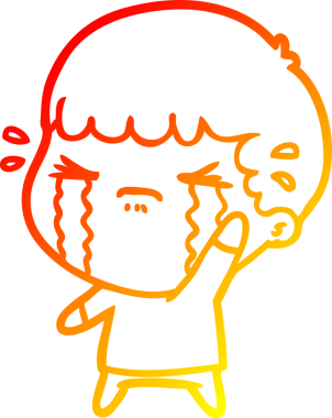 Bir insan tarafından çizilmiş ağlayan bir çizgi film karakteri çizimi.