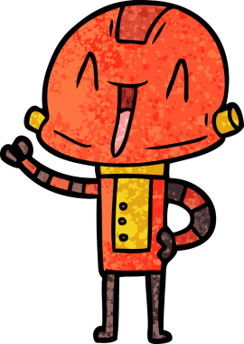 Bir insan tarafından çizilmiş çizgi film robotu