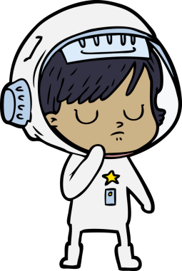 Bir insan tarafından çizilmiş astronot kadın.