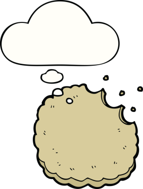 Bir insan tarafından çizilmiş düşünce balonlu bisküvi.